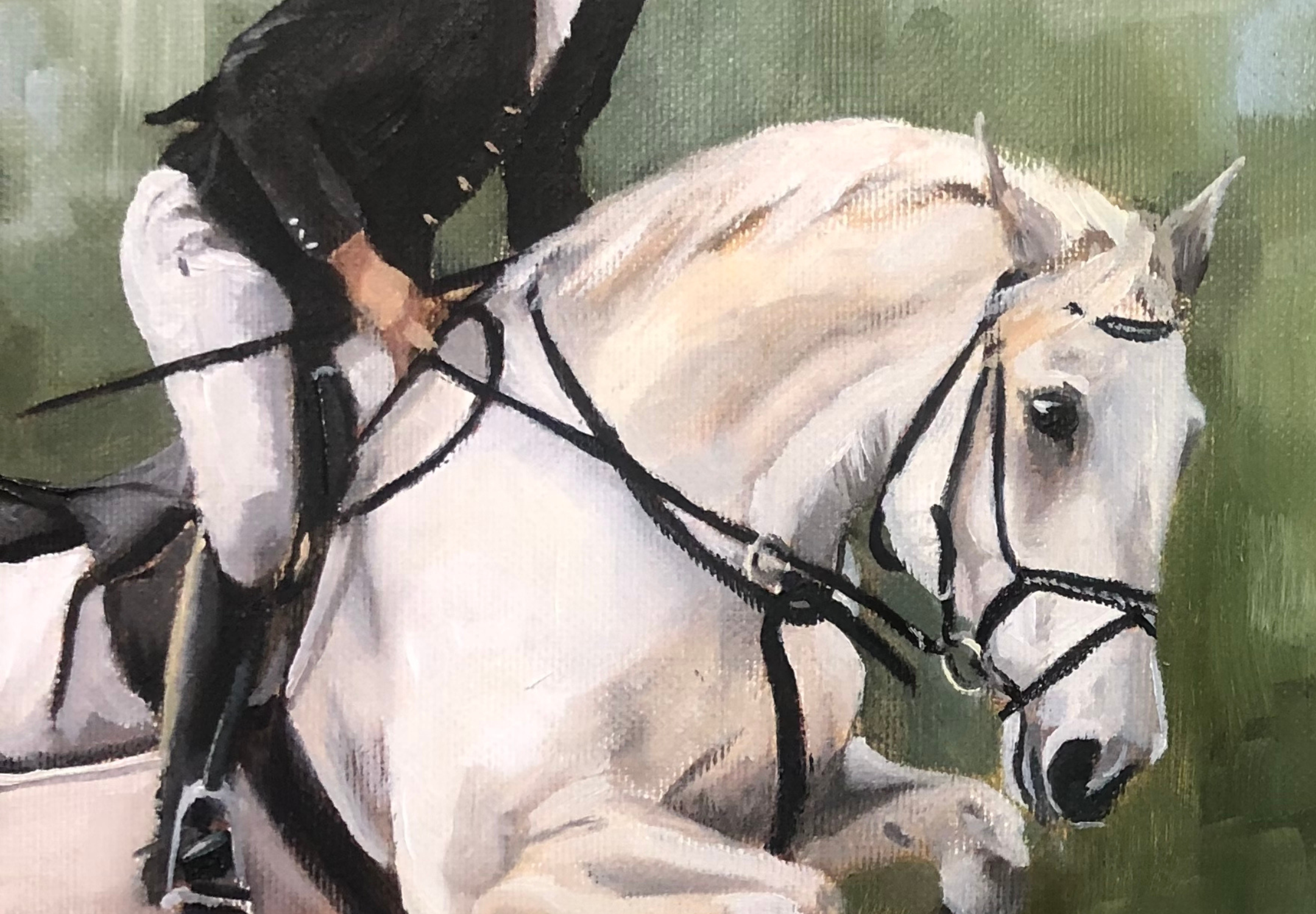 Jumping Horses with Rider 30x40cm detail 1