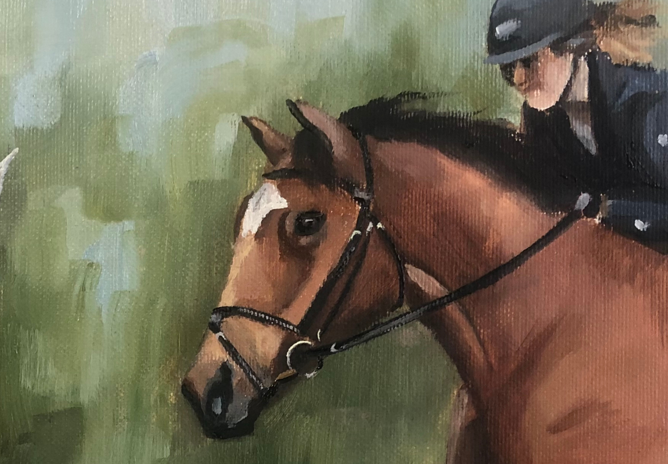 Jumping Horses with Rider 30x40cm detail 2