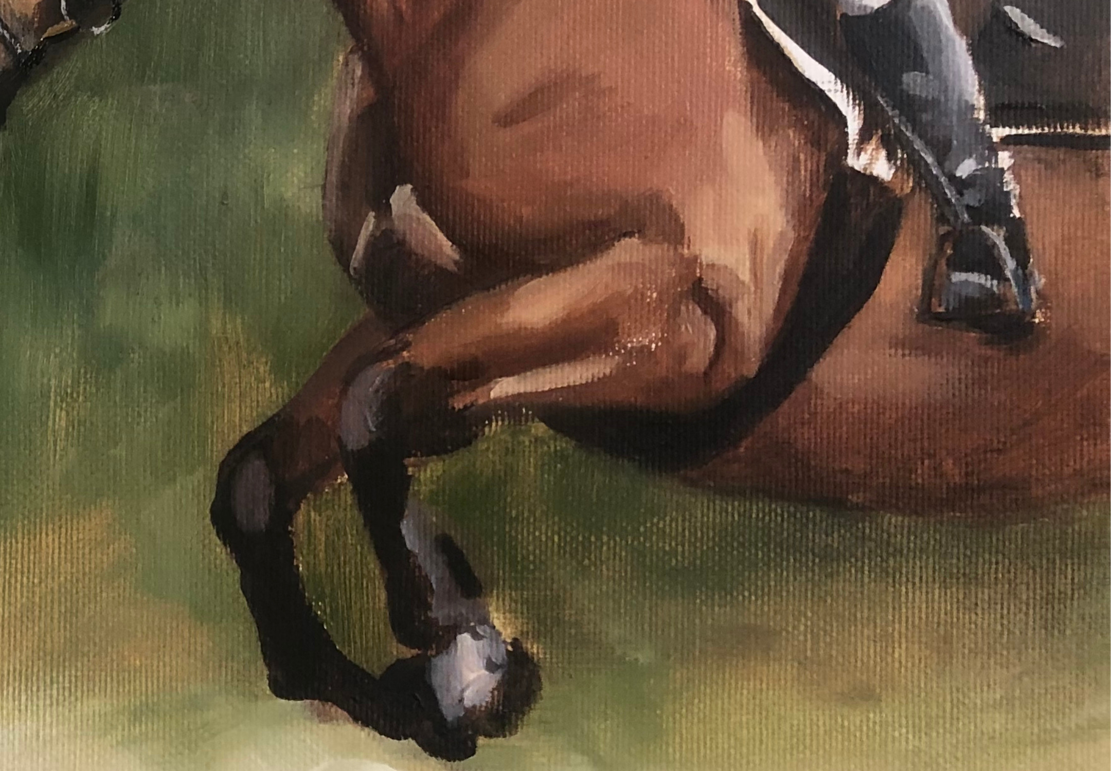 Jumping Horses with Rider 30x40cm detail 3